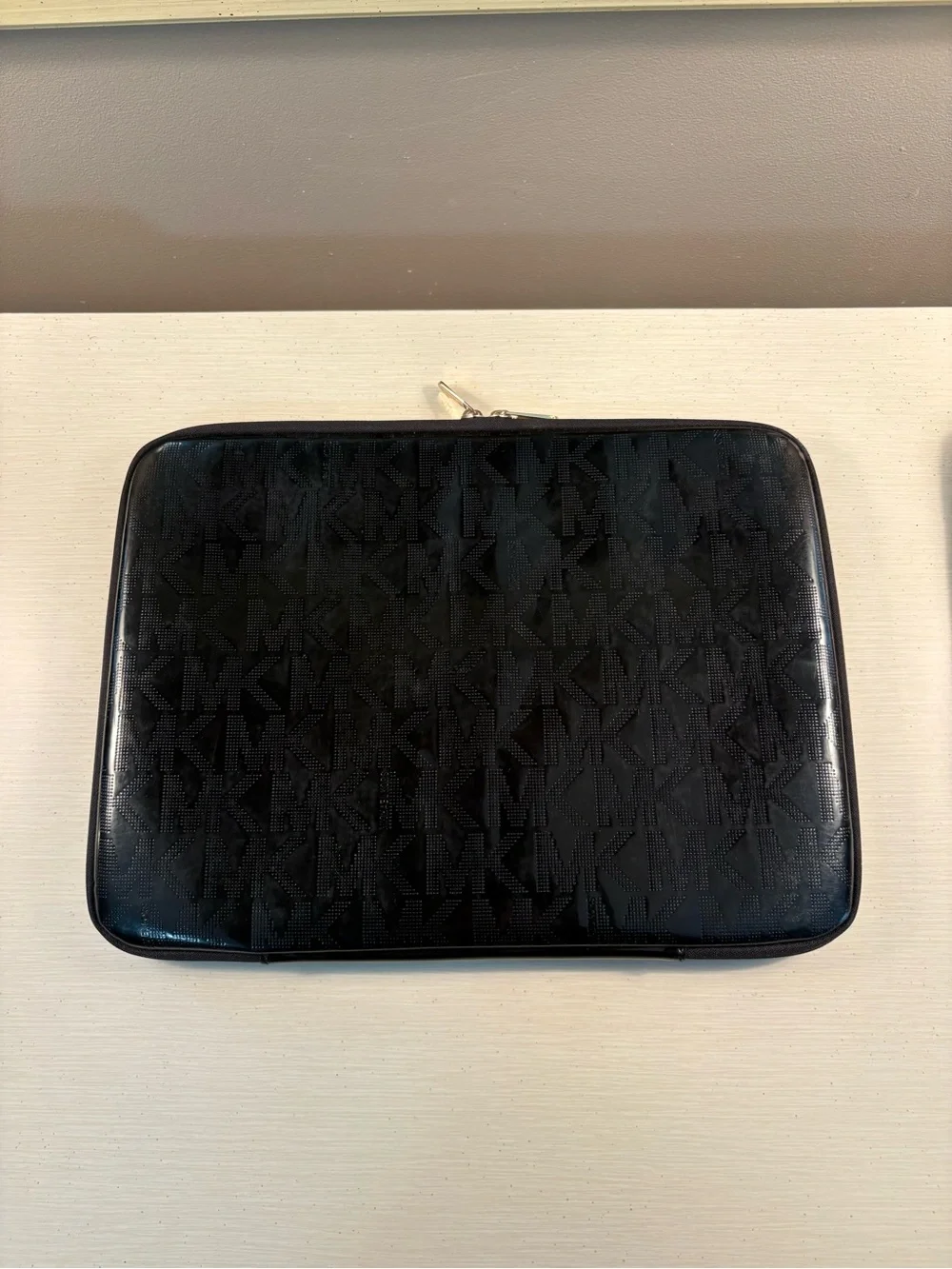 Michael Kors Black Logo Toiletry Pouch with Gold Plate